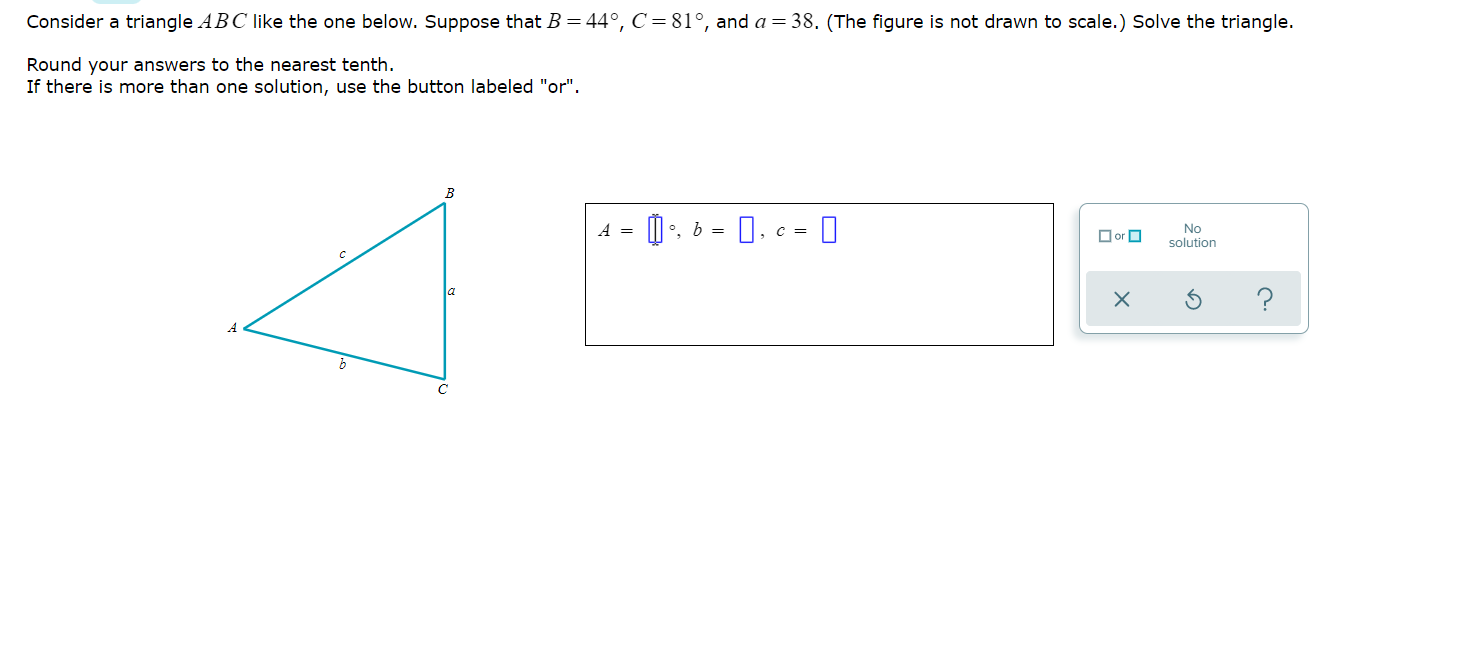 = 440, C=810, and a = 38. (The figure is not drawn