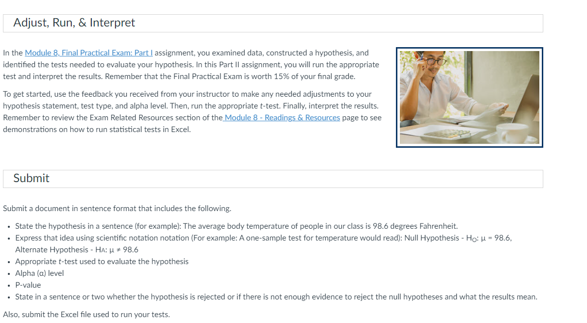 Adjust, Run, & Interpret In the Module 8. Final Practical Exam: