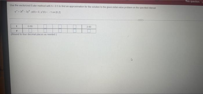 Please provide Handwritten answer This question Use the vectorized Euler method with