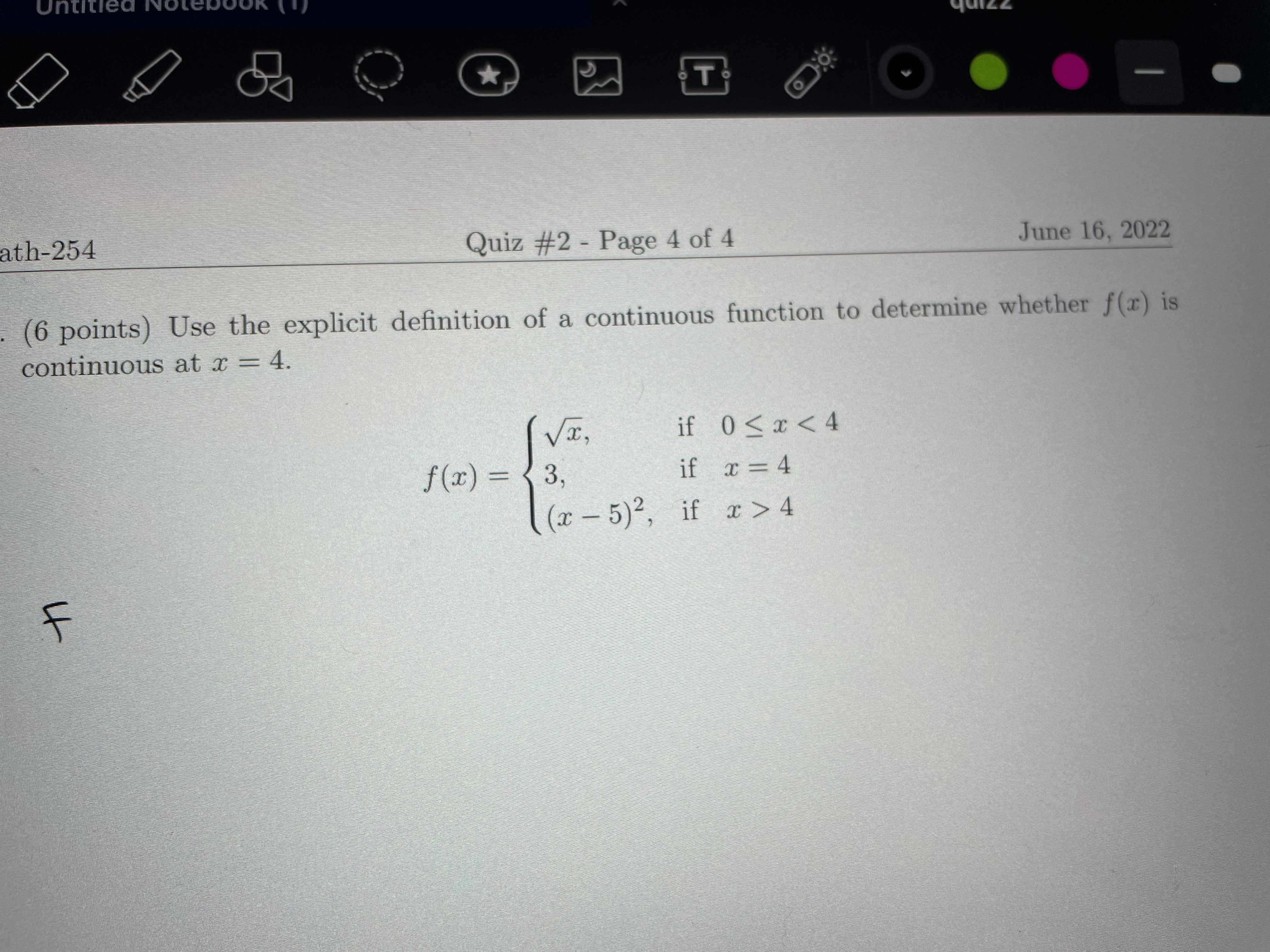 Use the explicit definition of a continuous function to determine whether f(x)