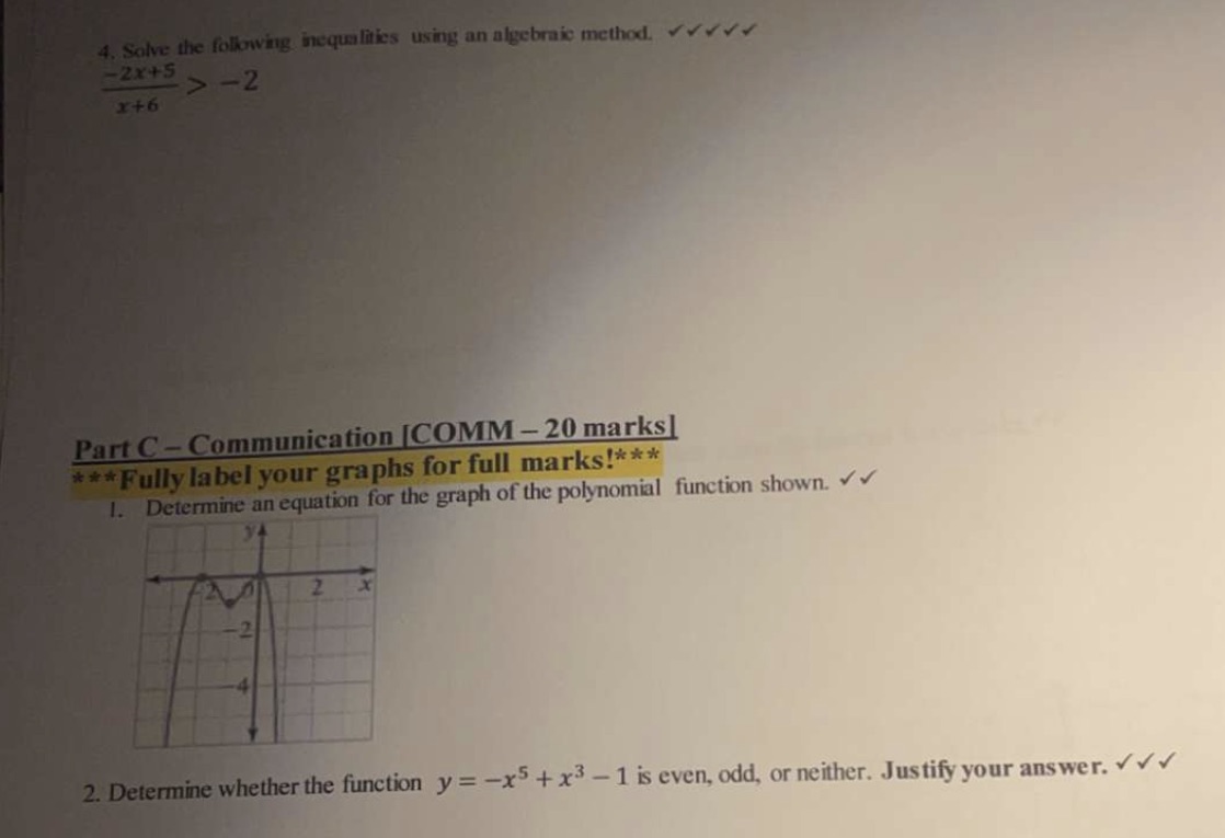  4. Solve the following inequalities using an algebraic method. ford -2X45