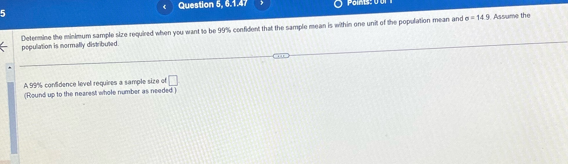 Please help with steps 5 Question 5, 6.1.47 Points: 0 01 1