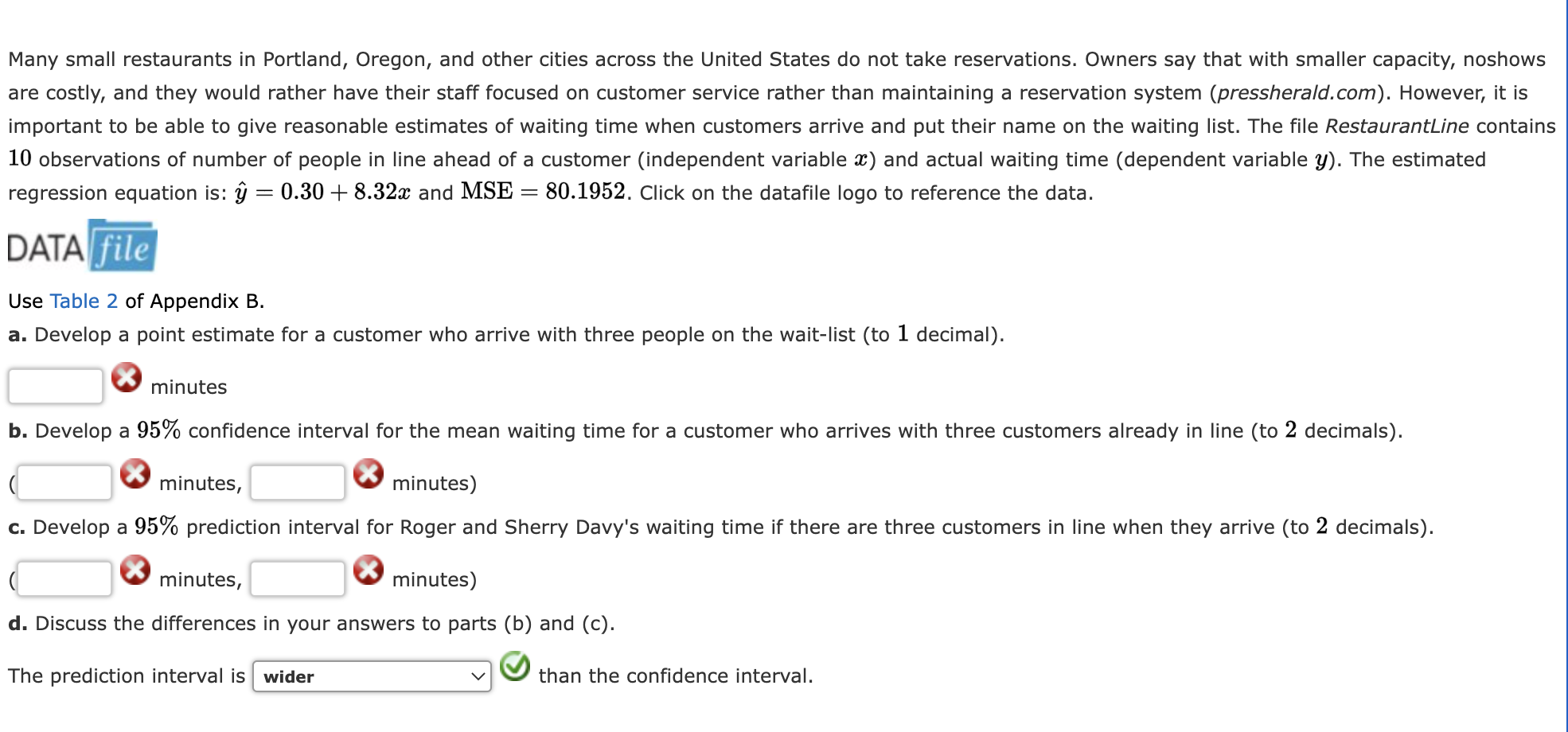 of Appendix B. Round your answers to two decimal places. a. Using