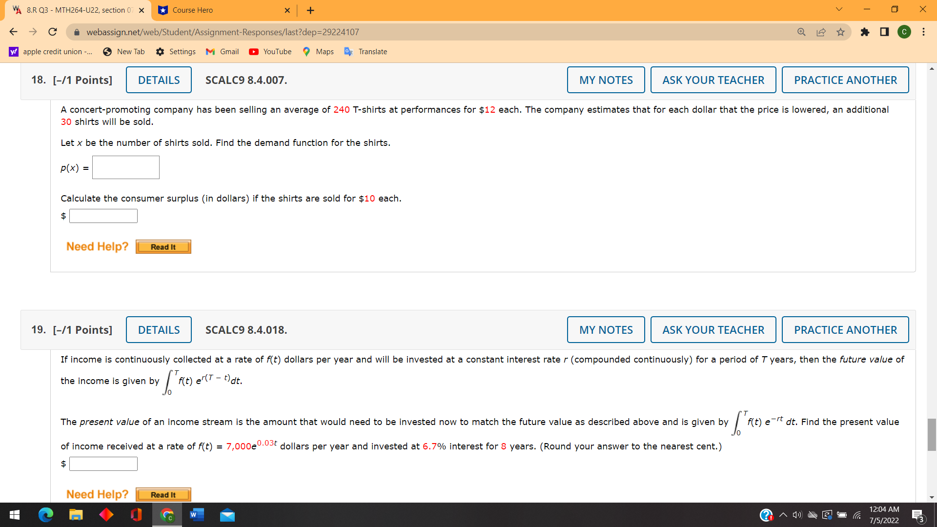 The given curve is rotated about the y-axis. Find the area of