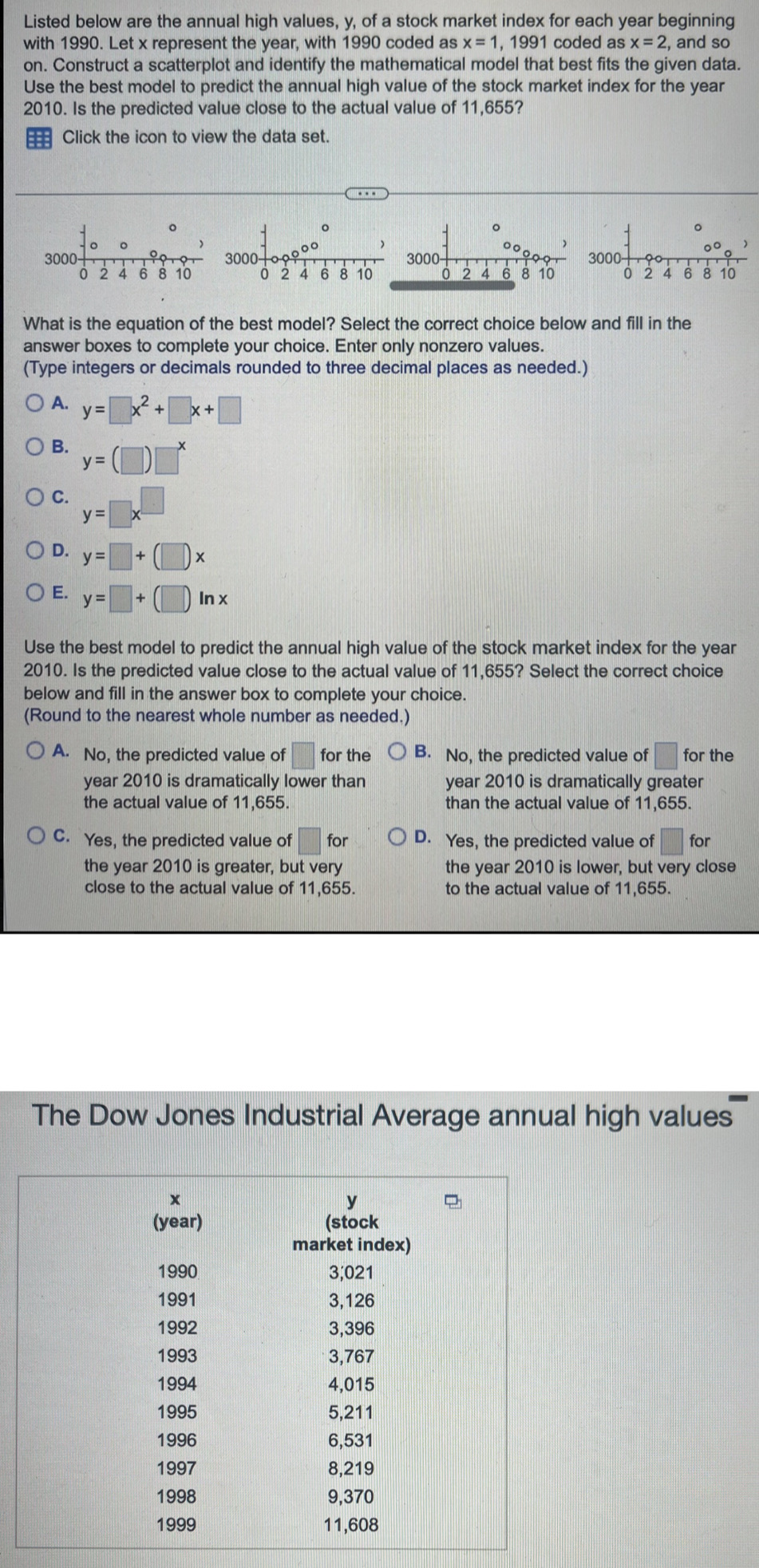 How do I solve this? Listed below are the annual high values,