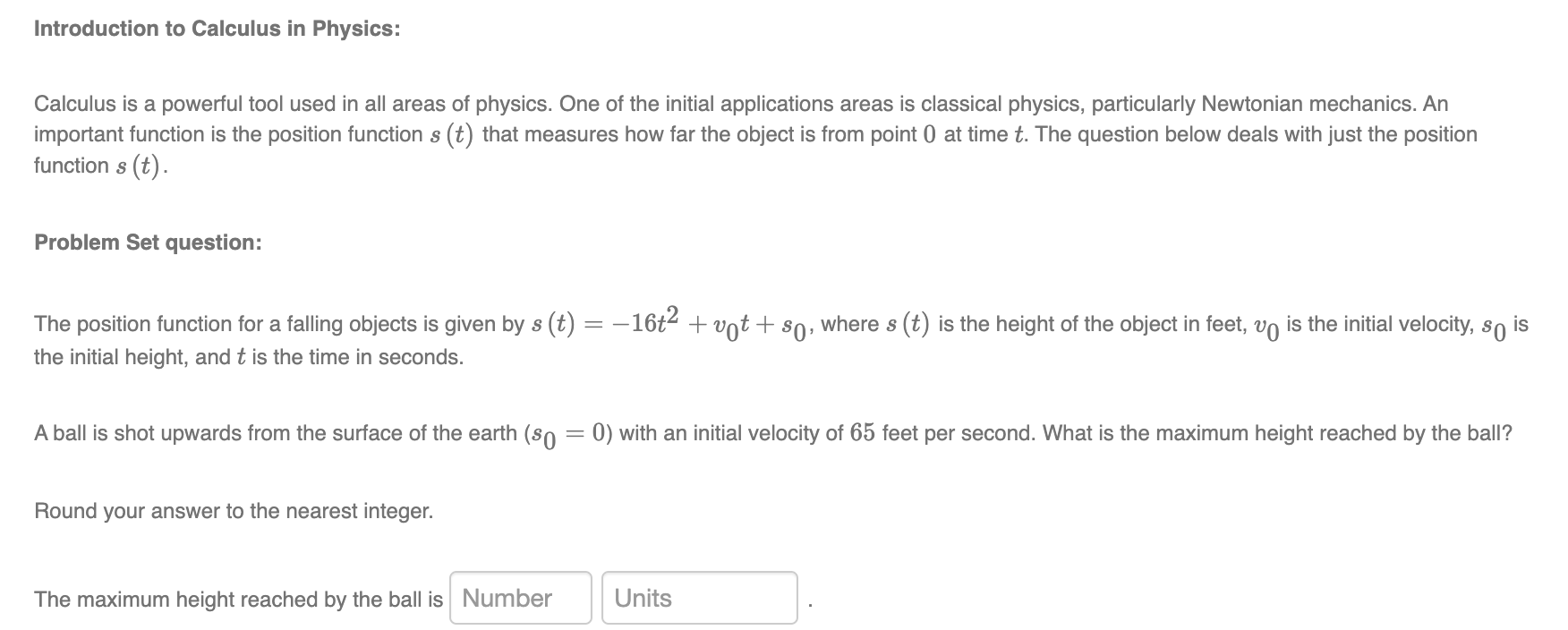 Please help solve and explain Introduction to Calculus in Physics: Calculus is