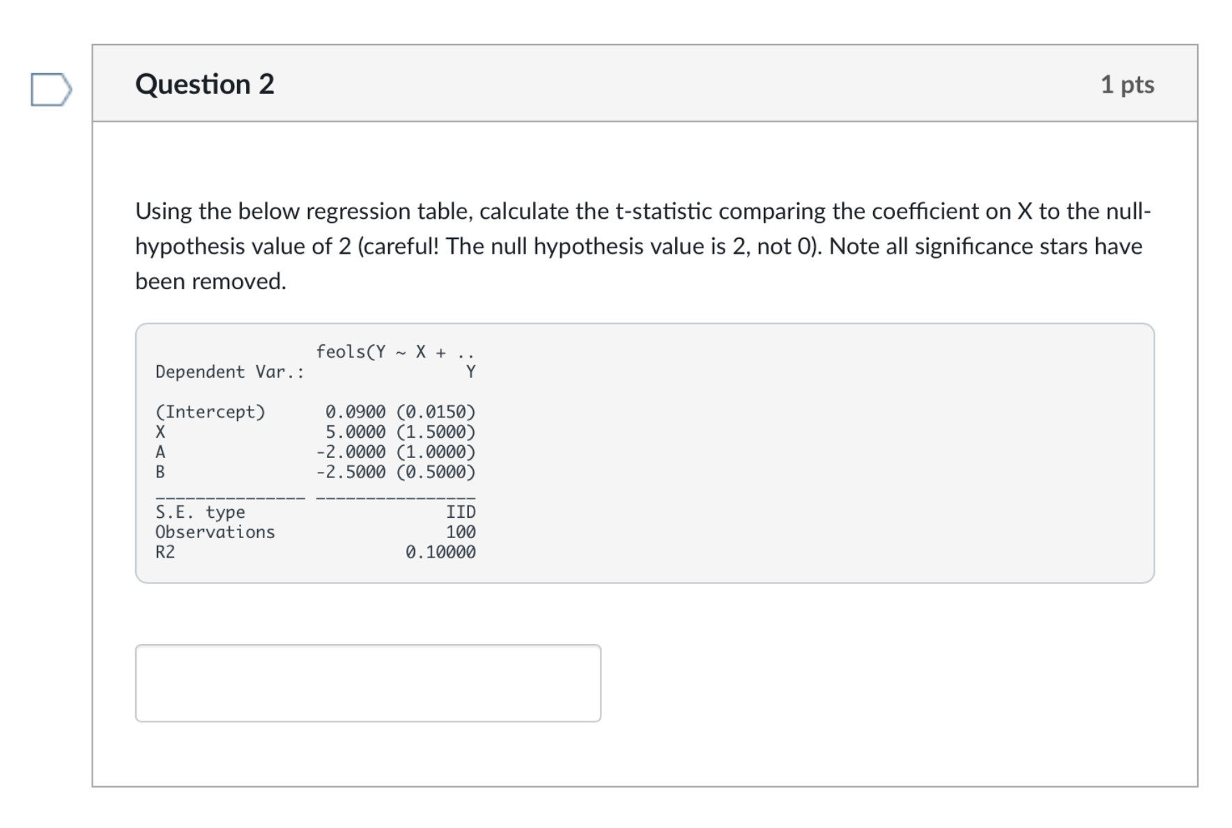 is the answer 2.5 or 2? D Question 2 1 pts Using