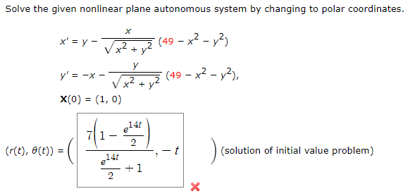 coordinates. X'= .2 (49 - x2 - 12) + V V'=-X -