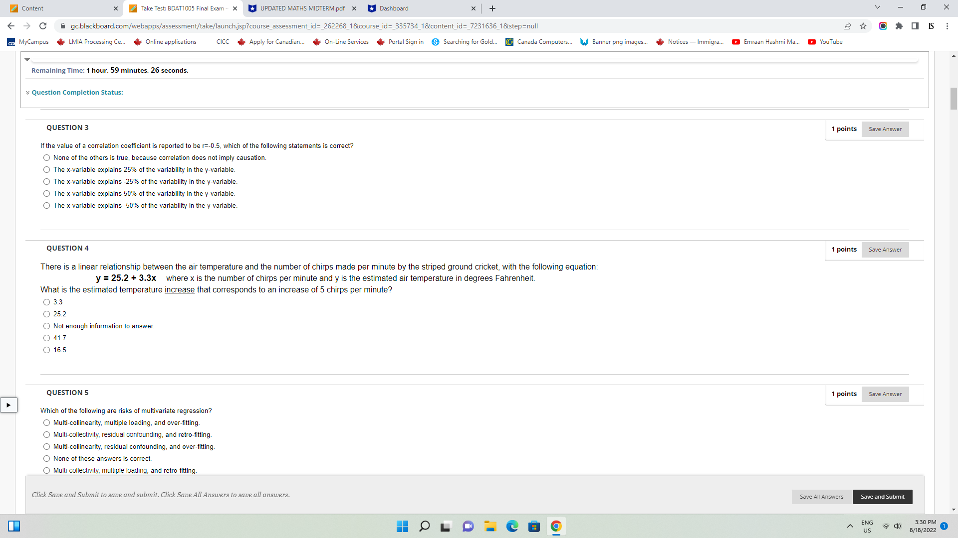 of the following would be true if a regression analysis were performed