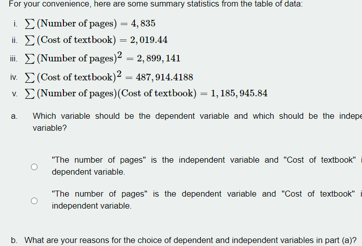 including the number of pages in each textbook and the cost of