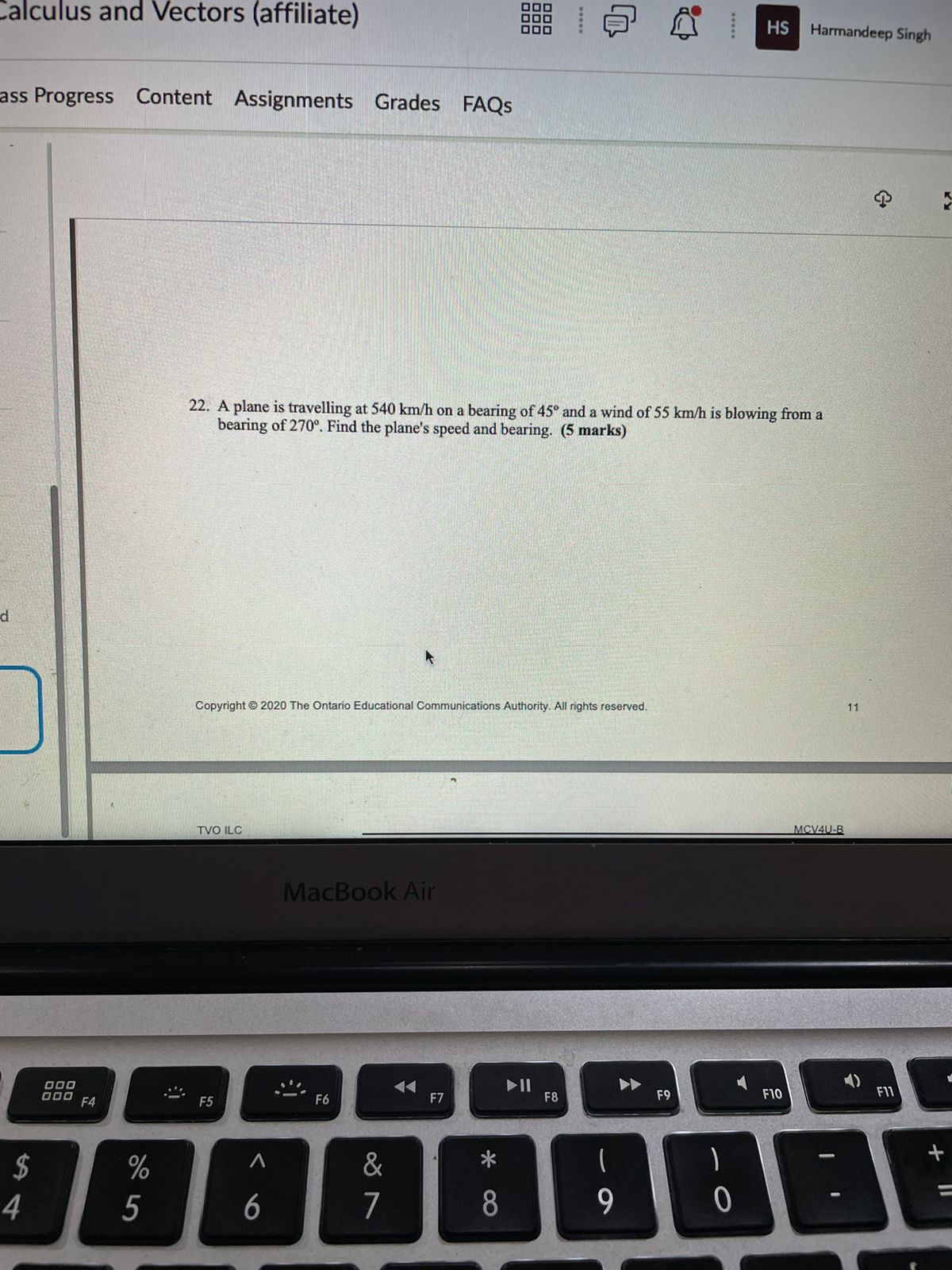 MCV4U-B Practice Test Part D: Application (16 marks) (approximate time: 25 minutes)