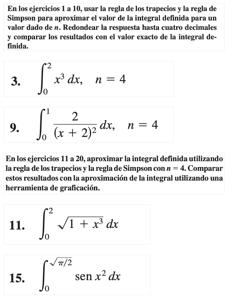 definida para un valor dado de n. Redondear la respuesta hasta cuatro
