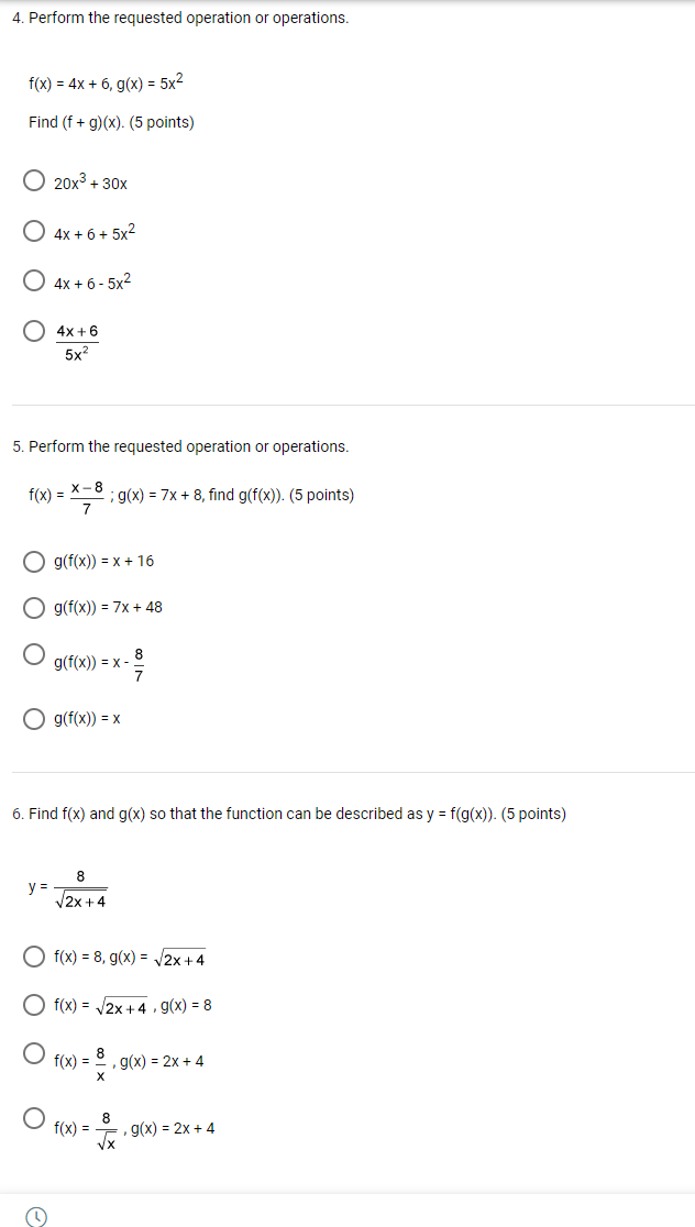 4. Perform the requested operation or operations. f(x) = 4x +
