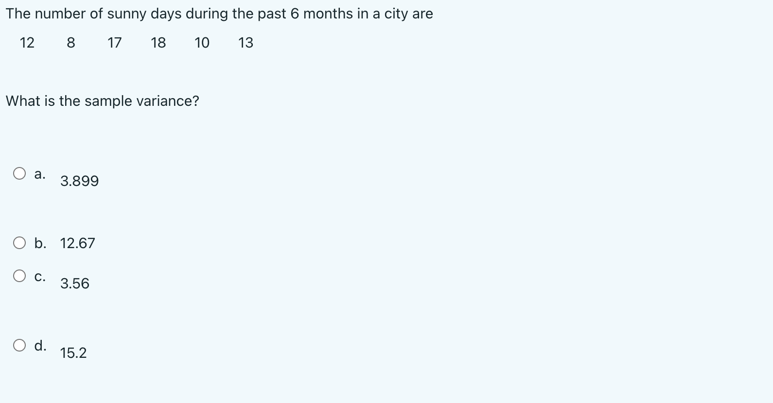 that describes a characteristic of the whole population is called: O a.