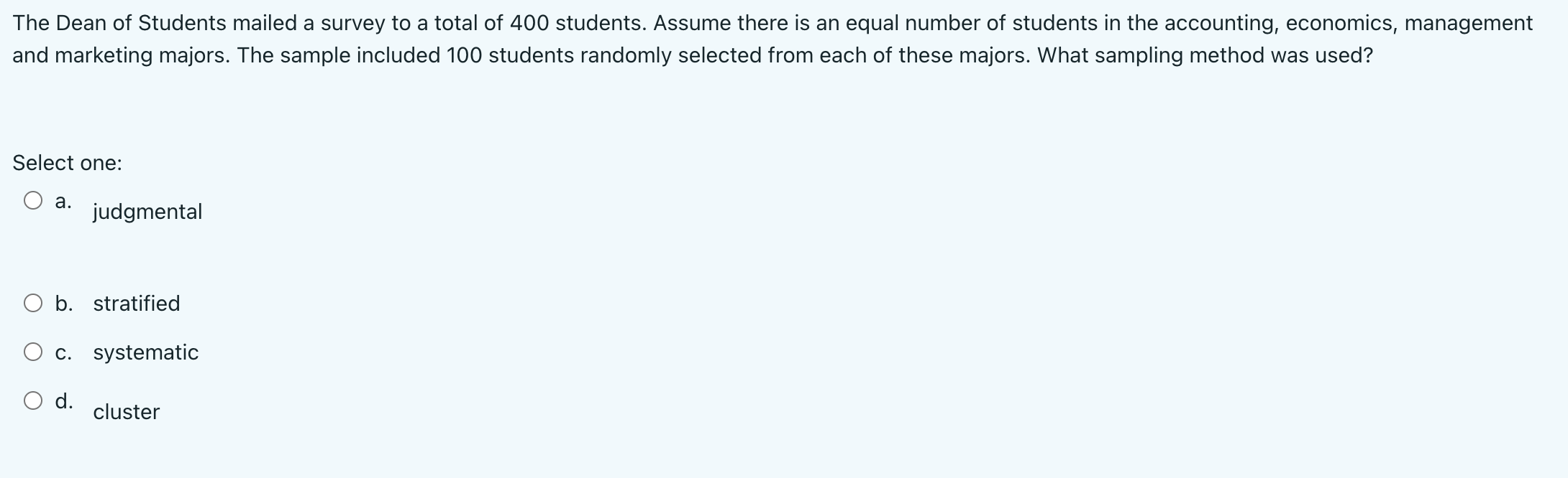 an example of what level of data measurement? 0 a. nominal O
