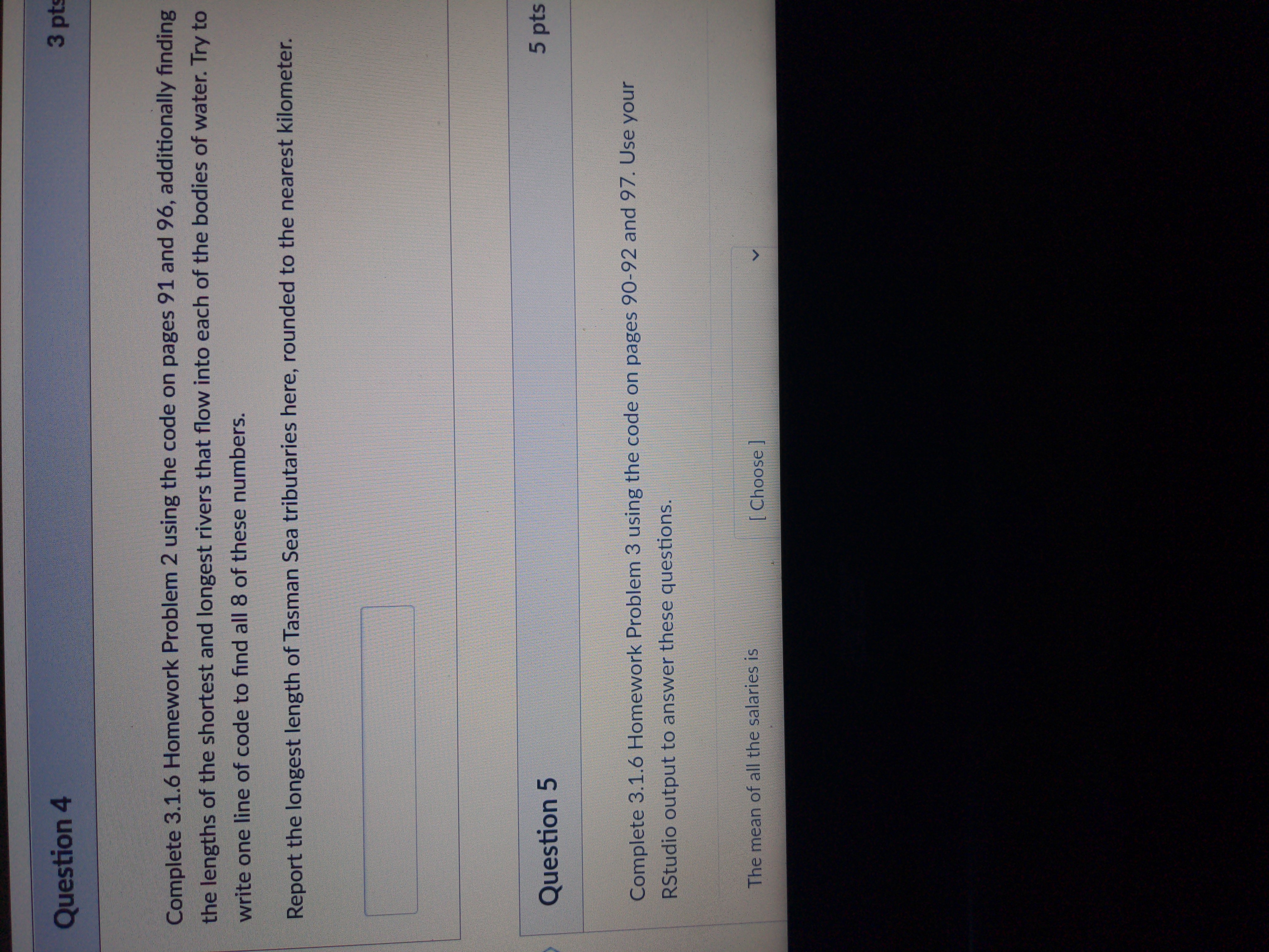  Question 4 3 pts Complete 3.1.6 Homework Problem 2 using the