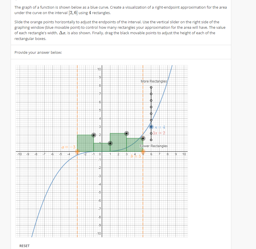 The graph of a function is shown below as a blue curve.