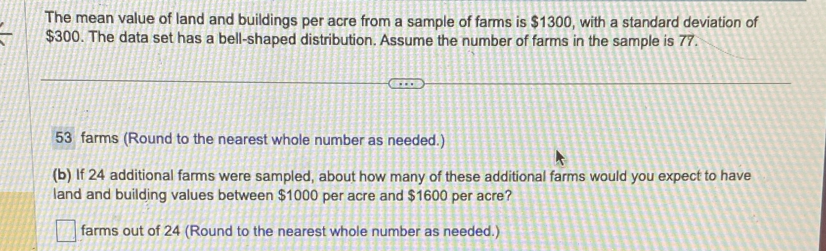 The second question I need help with. The mean value of land