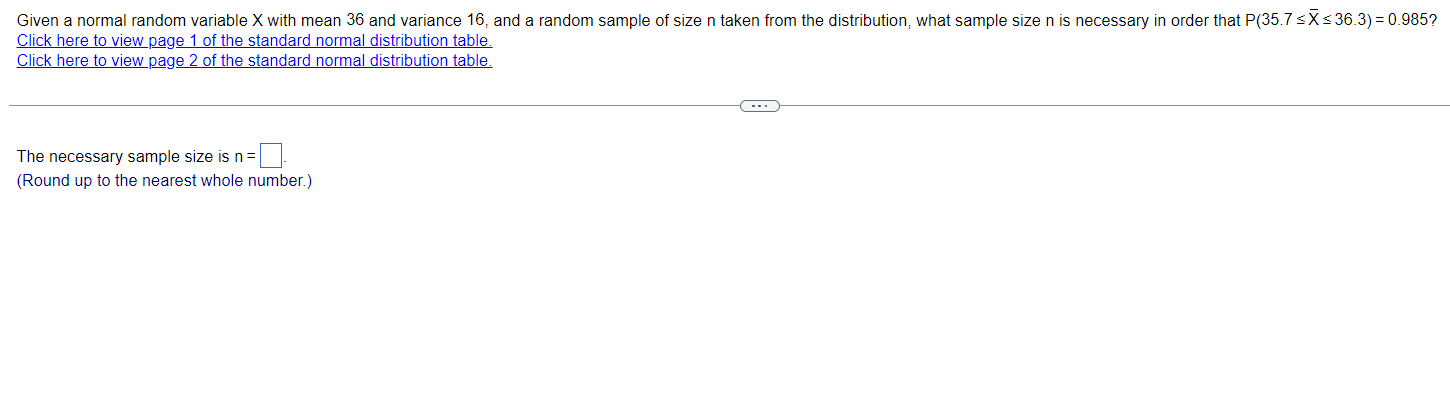 16, and a random sample of size n taken from the distribution,