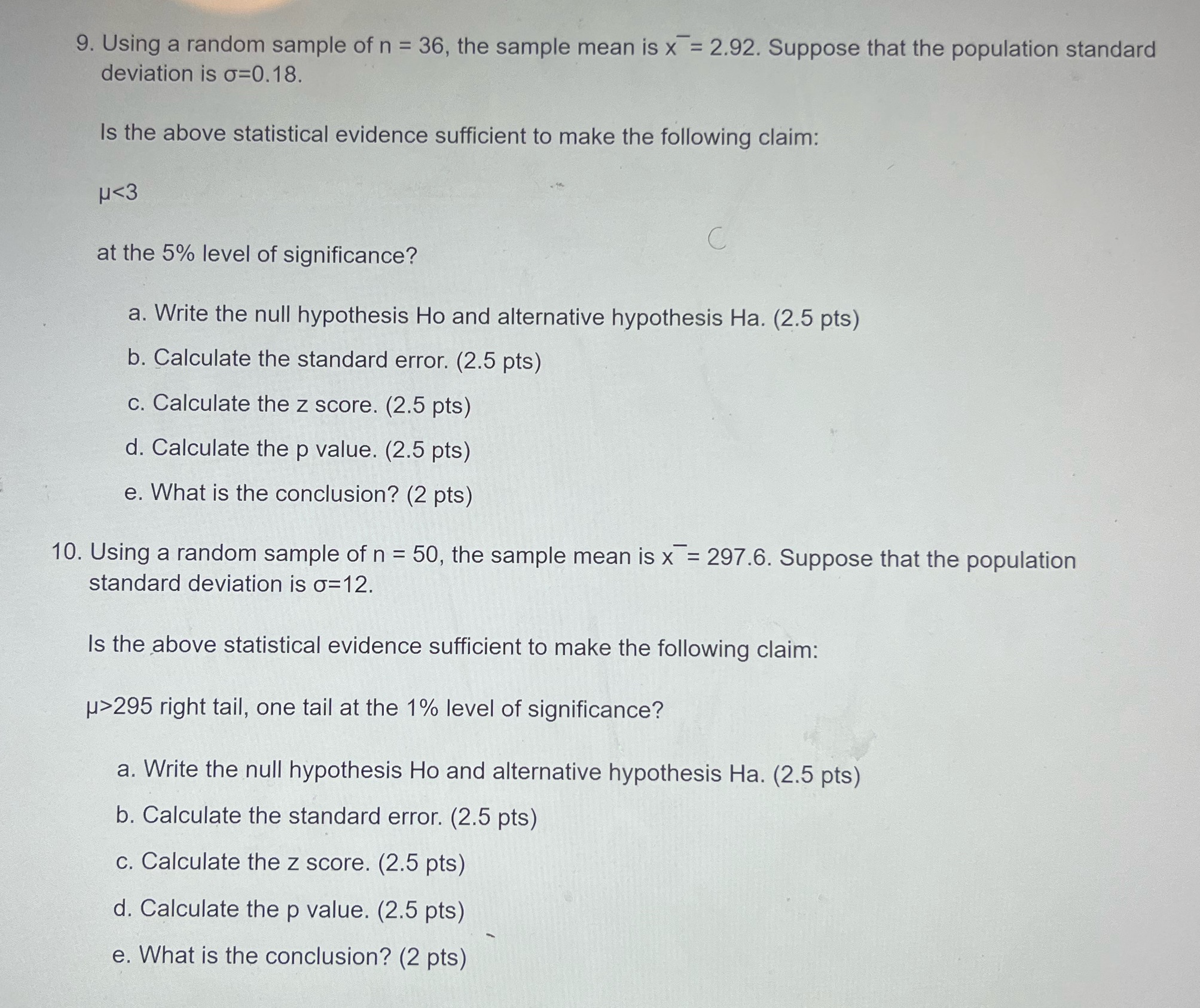 9-10 9. Using a random sample of n = 36, the sample