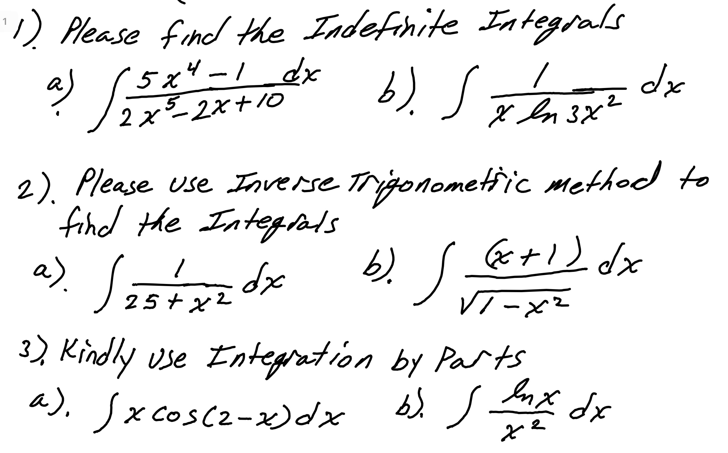 - 1 dx 2 x 5 - 2 x + 10 b