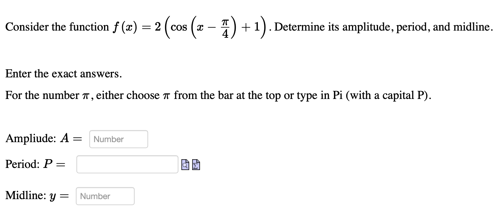 Please show work, thank you! Consider the function f (:3) = 2