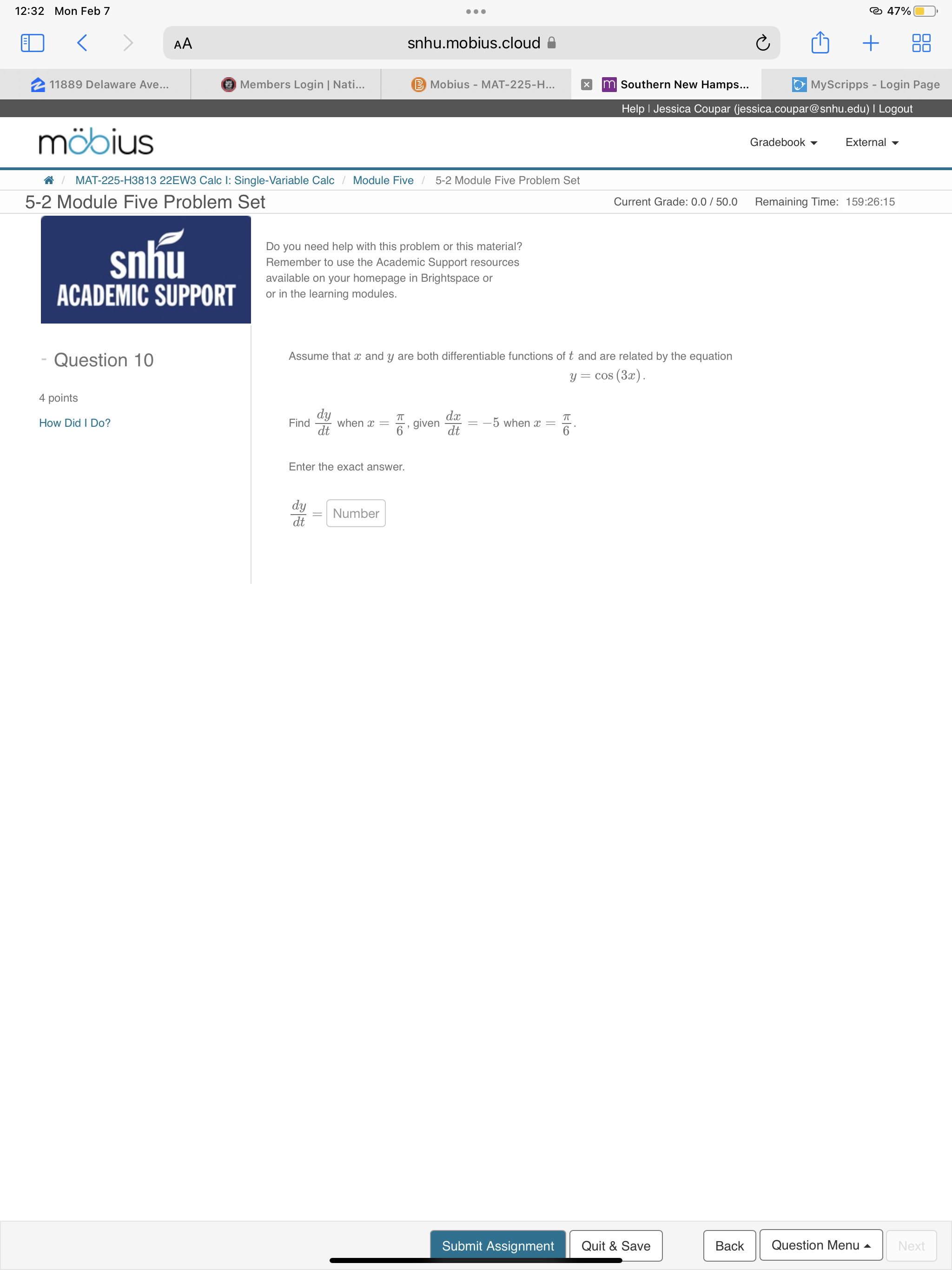 Nati... snhu.mobius.cloud O Mobius - MAT-225-H... Southern New Hamps... Q) 47% oo