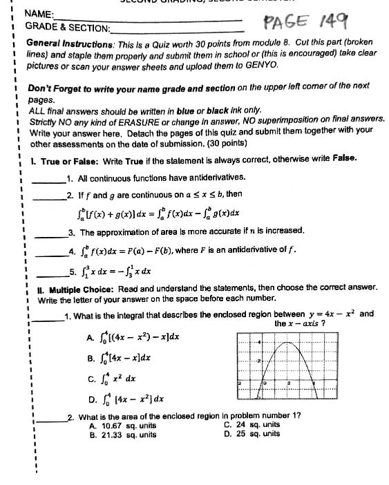 - S' f(x)dx =_ B. Assume that f, f(x)dx = 3 and