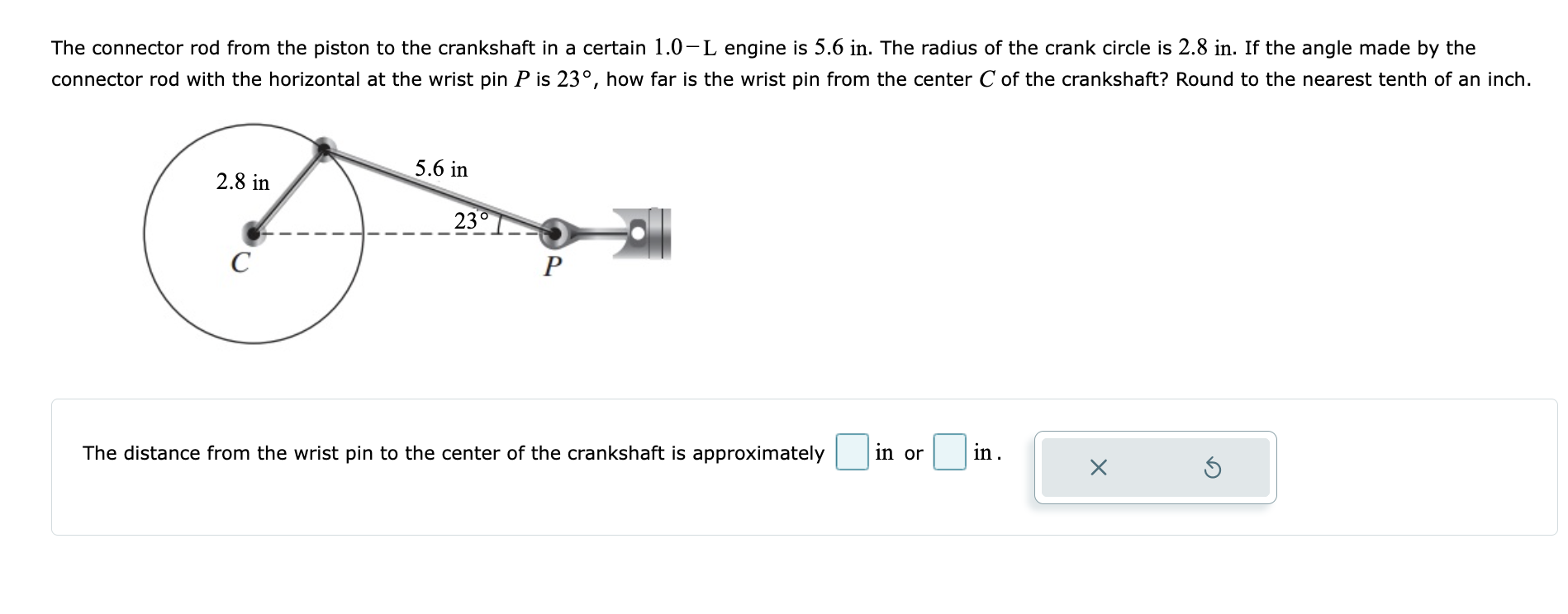 Round to the nearest tenth of a degree. EO 16.5 in 8.75