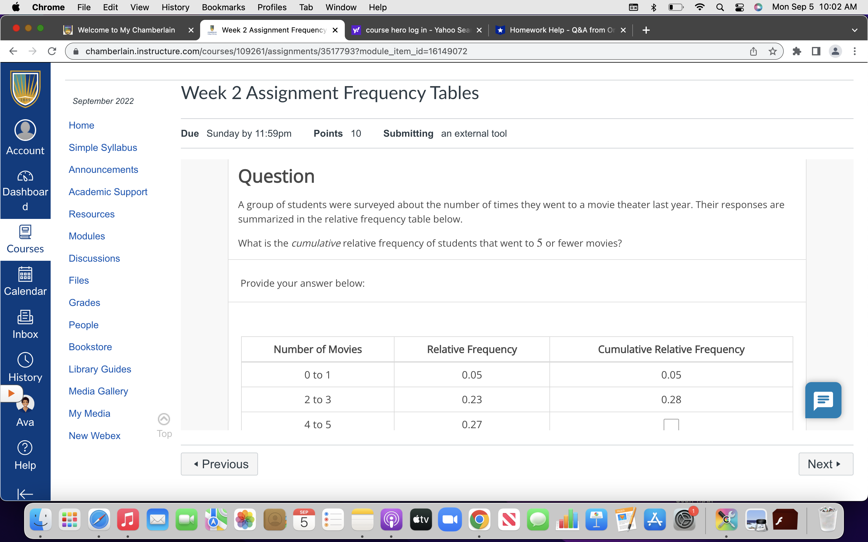 2 Assignment Frequency y! course hero log in - Yahoo Seal X