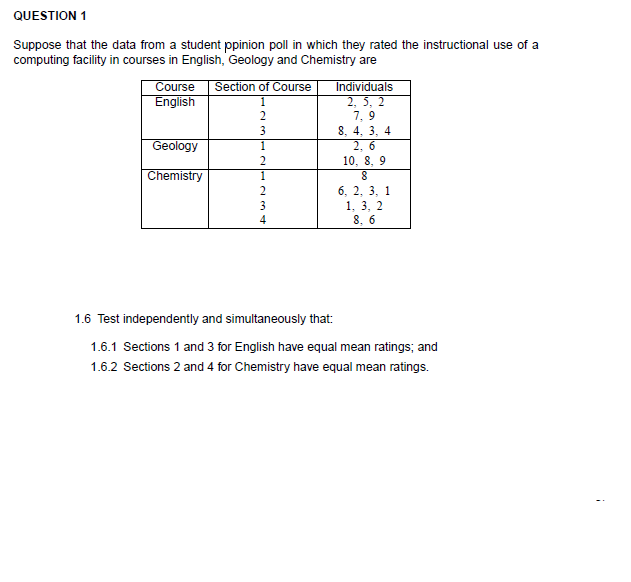 J 2 QUESTION 1 Suppose that the data from a student ppinion