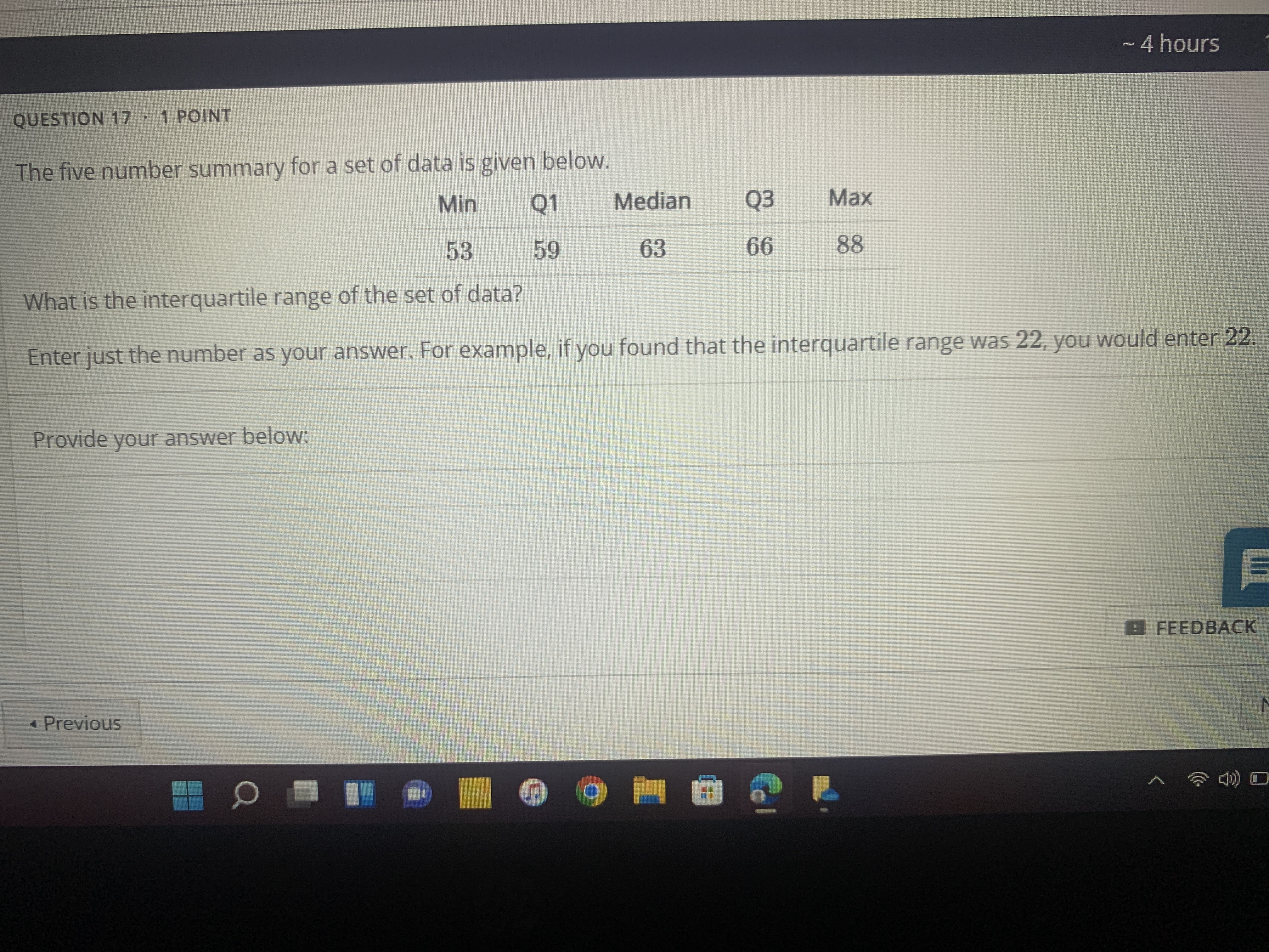 summary for a set of data is given below. Min Q1 Median