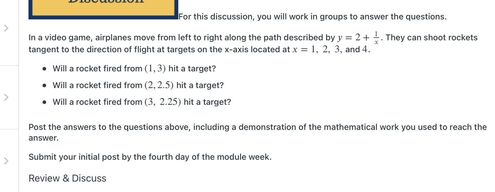 \\/ \"WVWV\" #For this discussion, you will work in groups to
