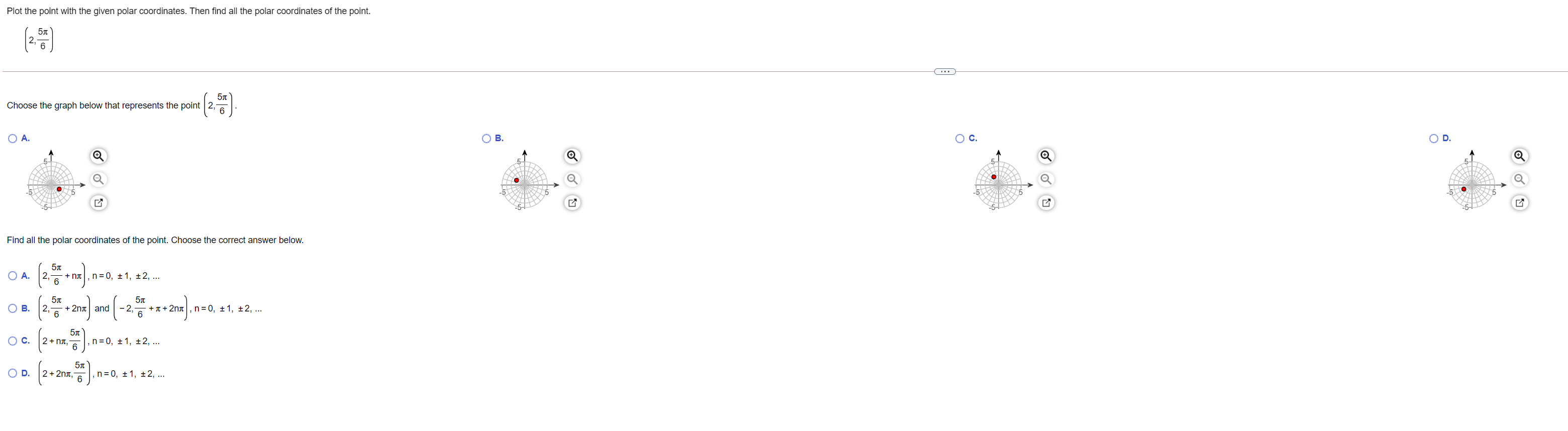 Plot the point with the given polar coordinates. Then find all