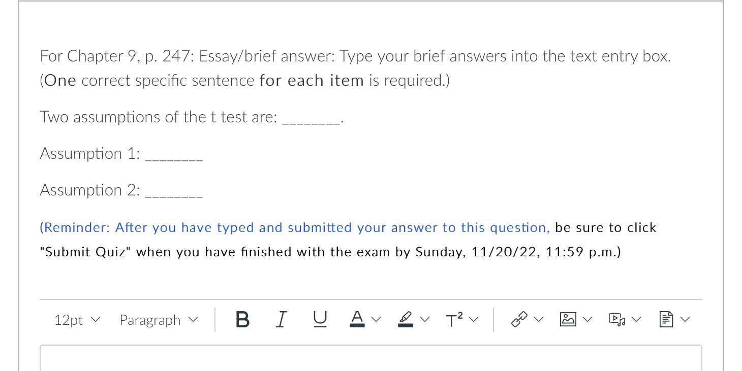  For Chapter 9, p. 247: Essay/brief answer: Type your brief answers