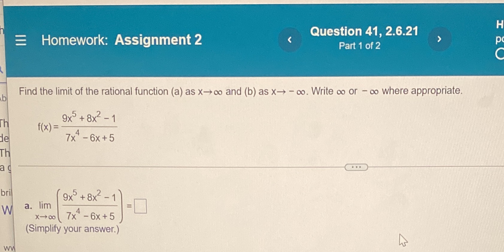  = Homework: Assignment 2 Question 41, 2.6.21 I Part 1 of