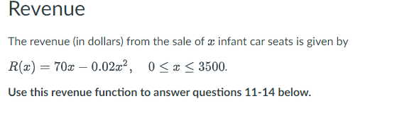average rate of change in revenue if the production is changed from