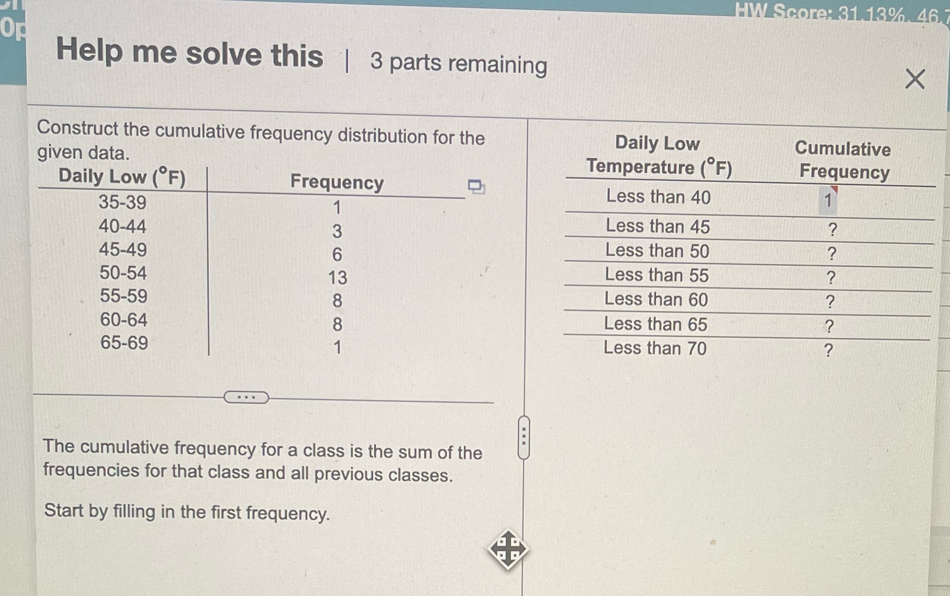  HW Score: 31 13%. 46. Help me solve this | 3