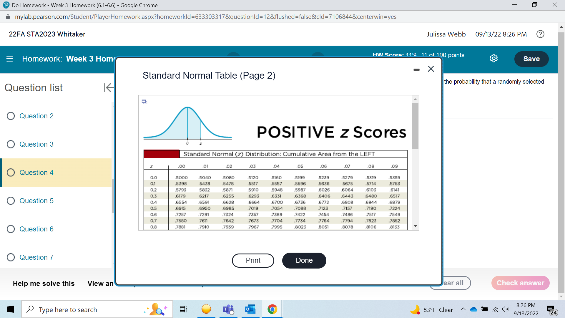 of u = 100 and a standard deviation o = 15. Find
