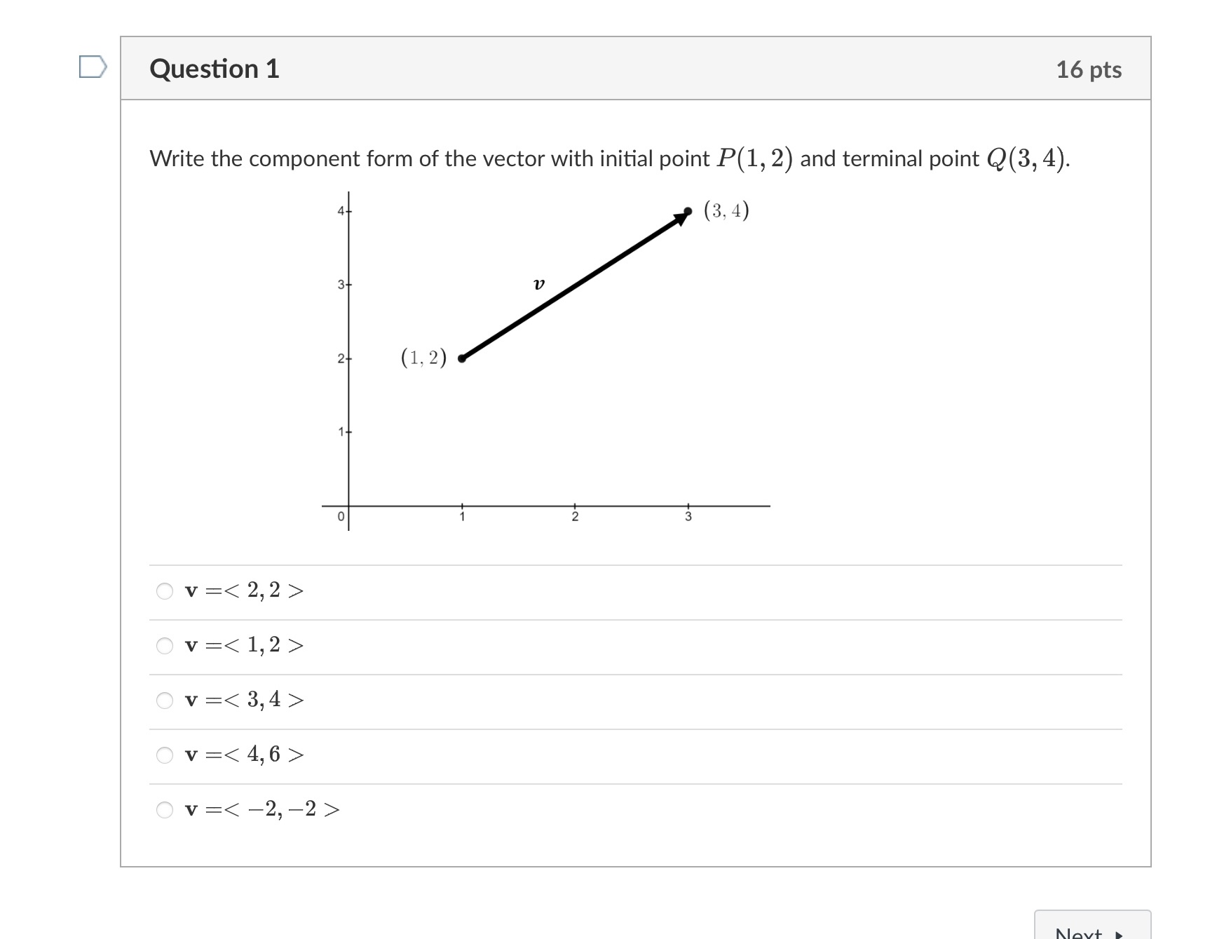 of the below is the vector with initial point P(1, 6) and