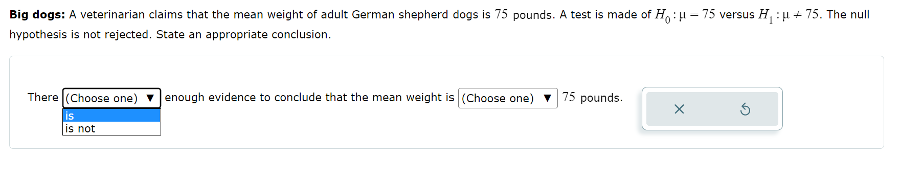 u = 55 versus H, : u