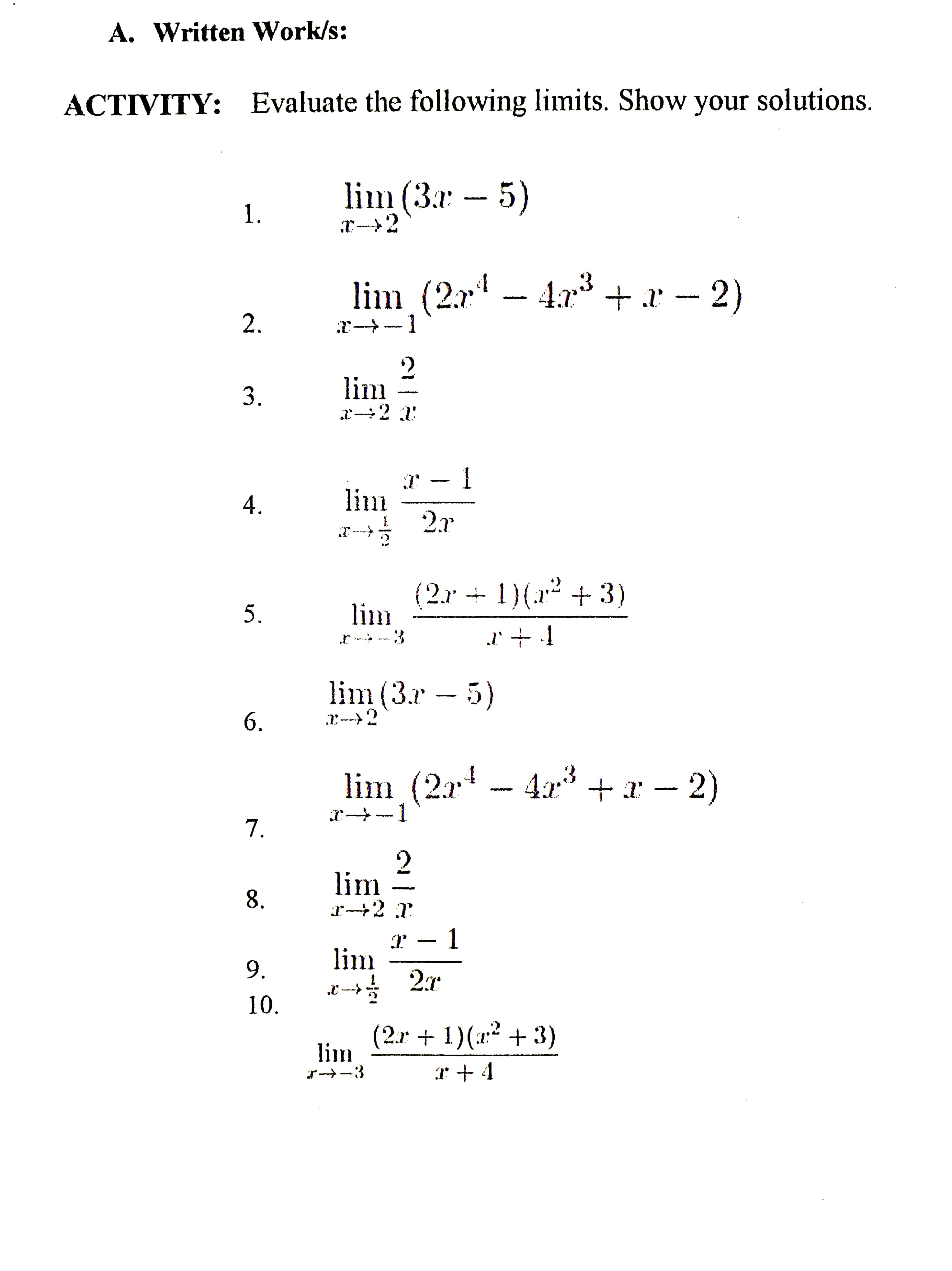 M, then I +C I++C L = M. 2. lim c =