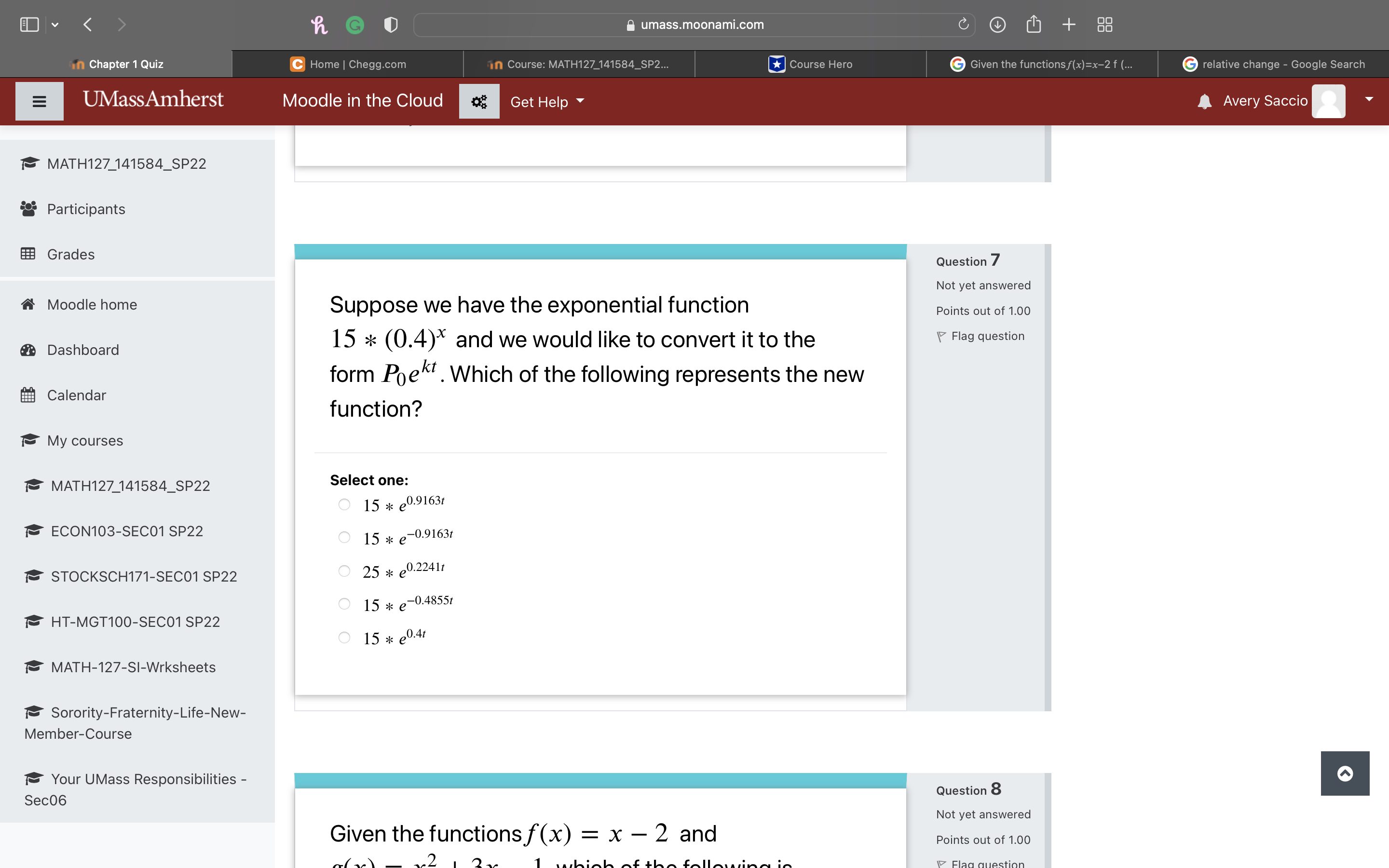 G umass.moonami.com C + 88 in Chapter 1 Quiz C Home
