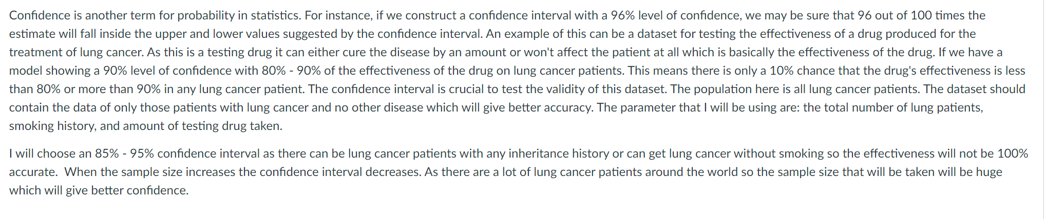 we construct a confidence interval with a 96% level of confidence, we
