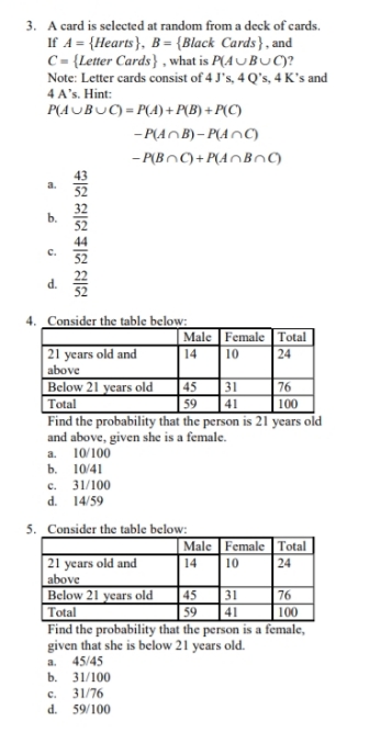 This is in Statistics and Probability. Solve the following problems. Provide clean