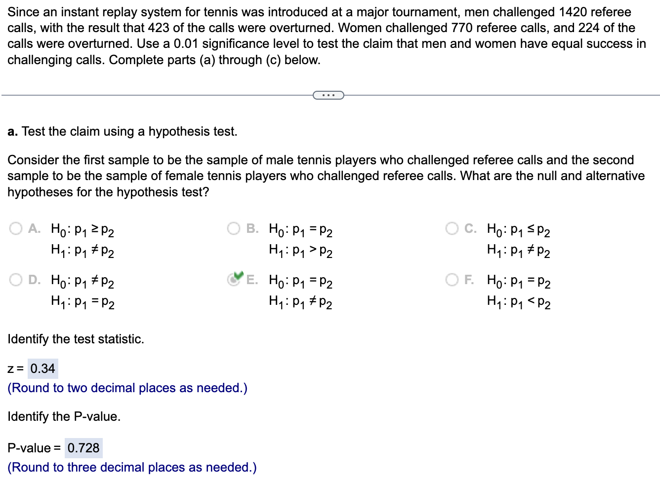 the claim that women and men have equal success in challenging calls.