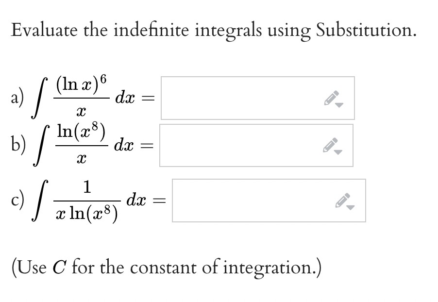 dx = x In(x 8) (Use C for the constant of integration.)