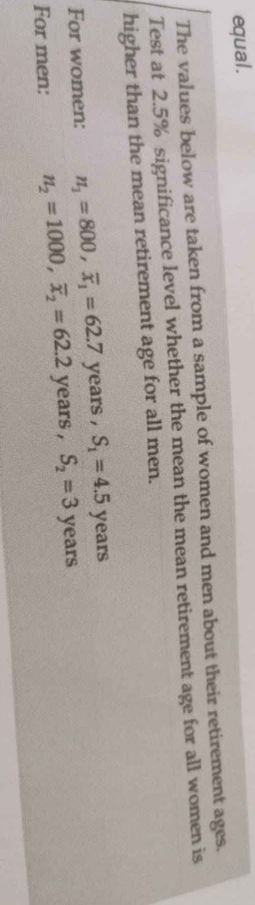 A. please consider the unknown population standard deviations as equal. B. repeat