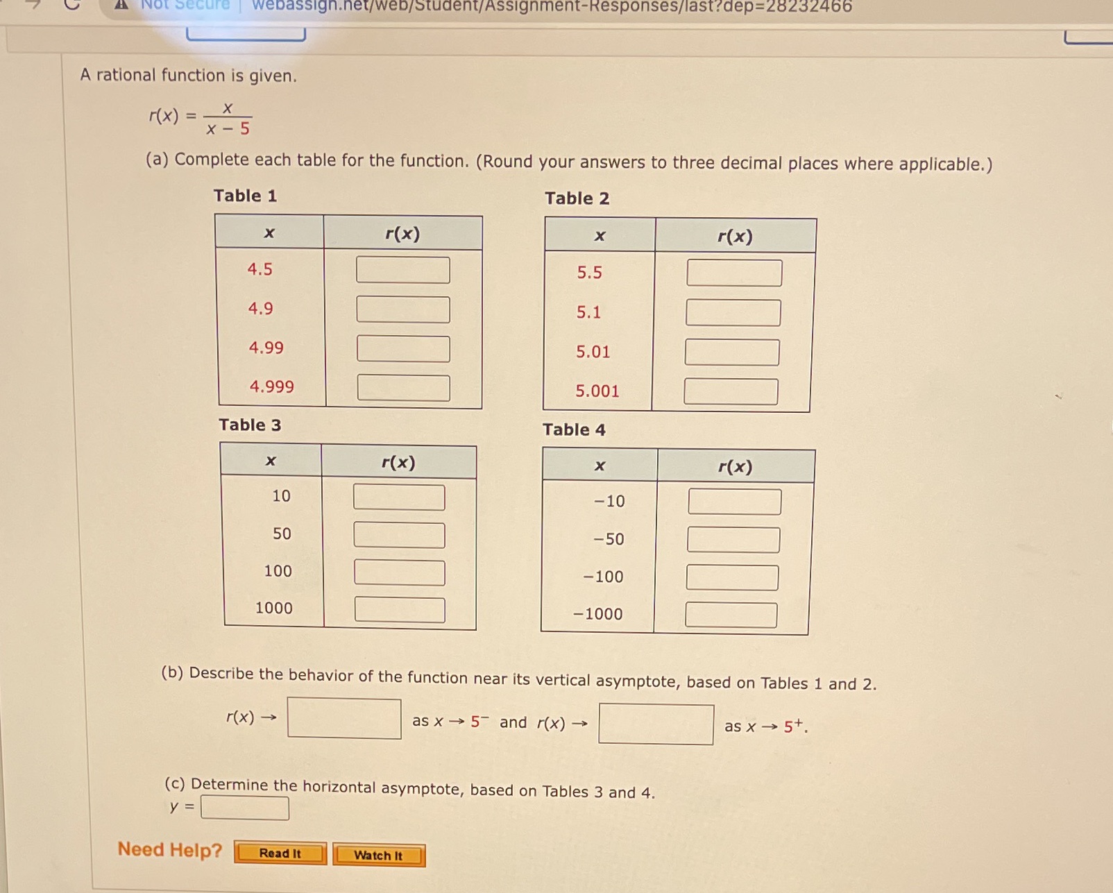  Not Secure | webassign.net/web/Student/Assignment-Responses/last?dep=28232466 A rational function is given. r( x)