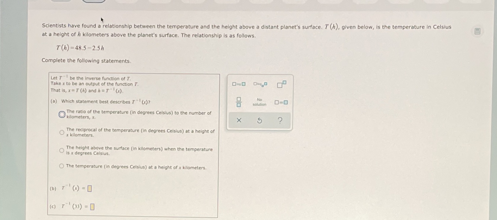  Scientists have found a relationship between the temperature and the height